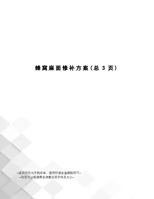 蜂窝麻面修补方案