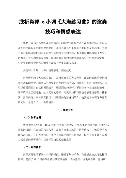 浅析肖邦c小调《大海练习曲》的演奏技巧和情感表达