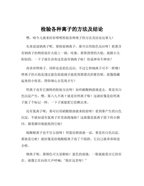 检验各种离子的方法及结论