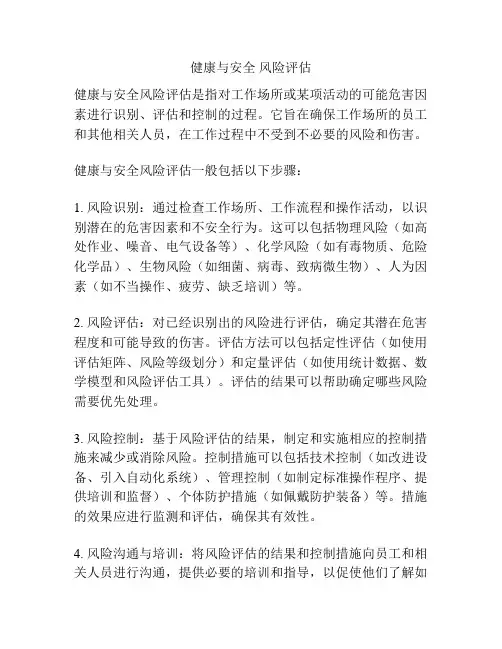 健康与安全 风险评估
