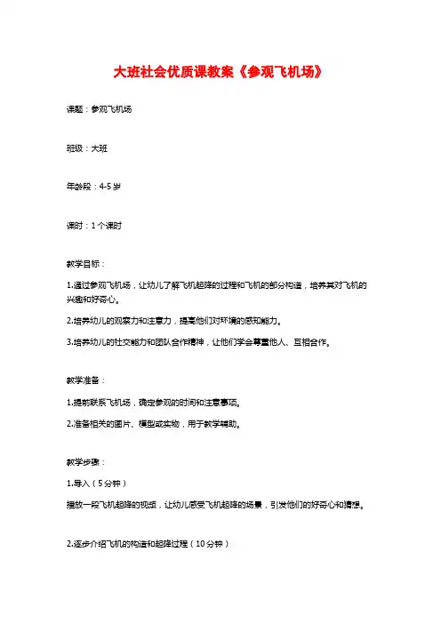 大班社会优质课教案《参观飞机场》
