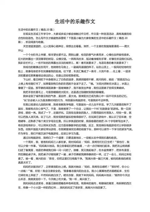 生活中的乐趣作文（精选20篇）