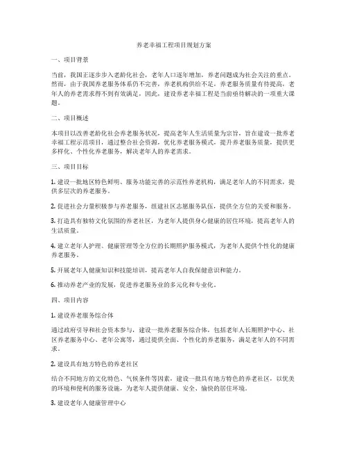 养老幸福工程项目规划方案