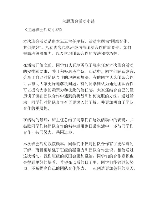 主题班会活动小结