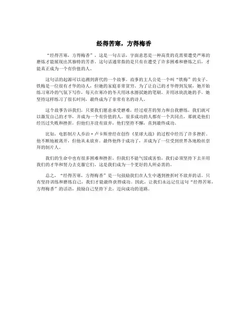 经得苦寒,方得梅香