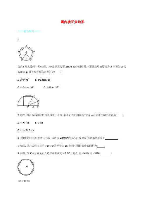 九年级数学下册 3.8 圆内接正多边形能力提升 (新版)北师大版