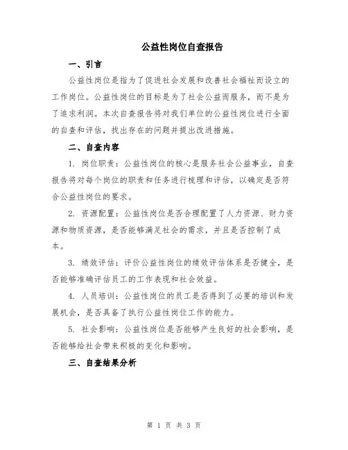 公益性岗位自查报告
