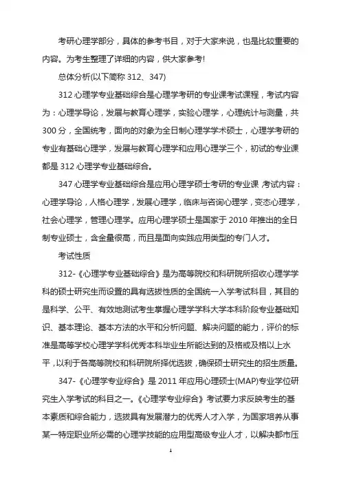 考研心理学的参考书目