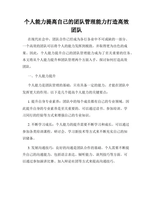 个人能力提高自己的团队管理能力打造高效团队