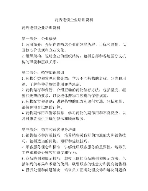 药店连锁企业培训资料