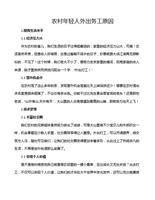 农村年轻人外出务工原因