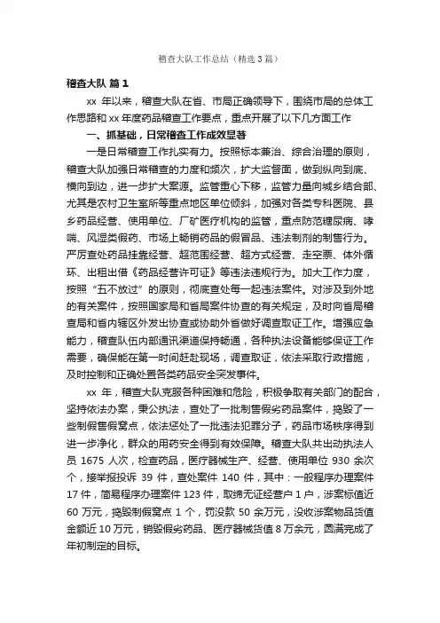 稽查大队工作总结（精选3篇）