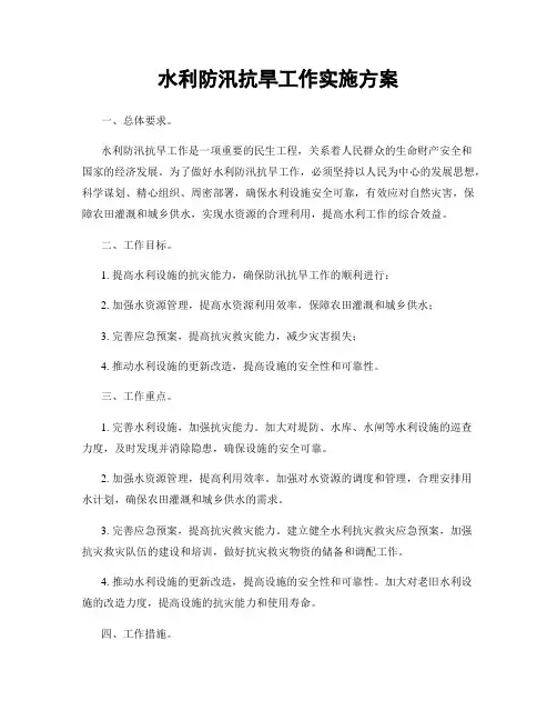 水利防汛抗旱工作实施方案