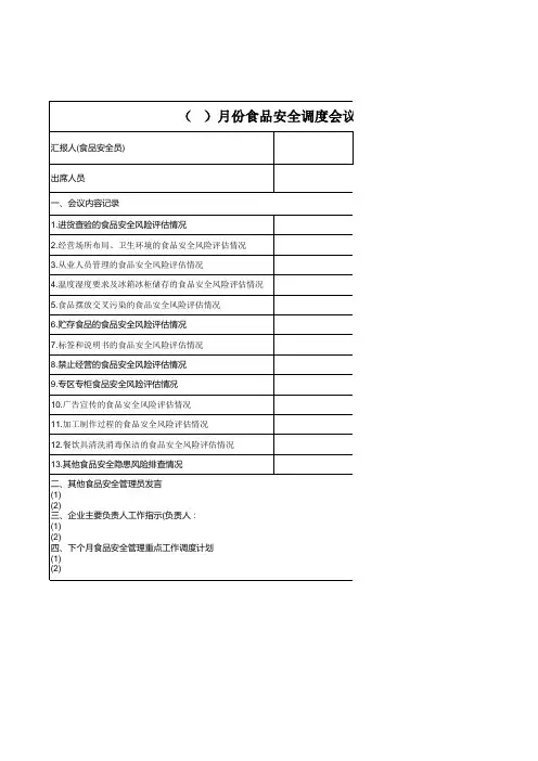食品安全调度会纪要表格