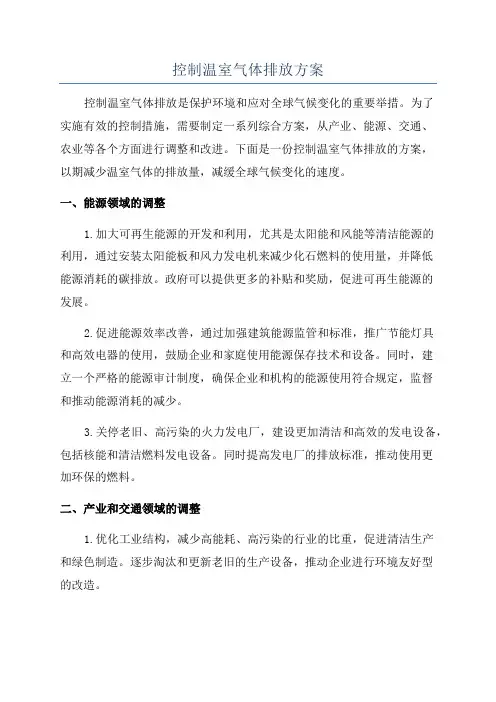 控制温室气体排放方案