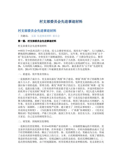 村支部委员会先进事迹材料