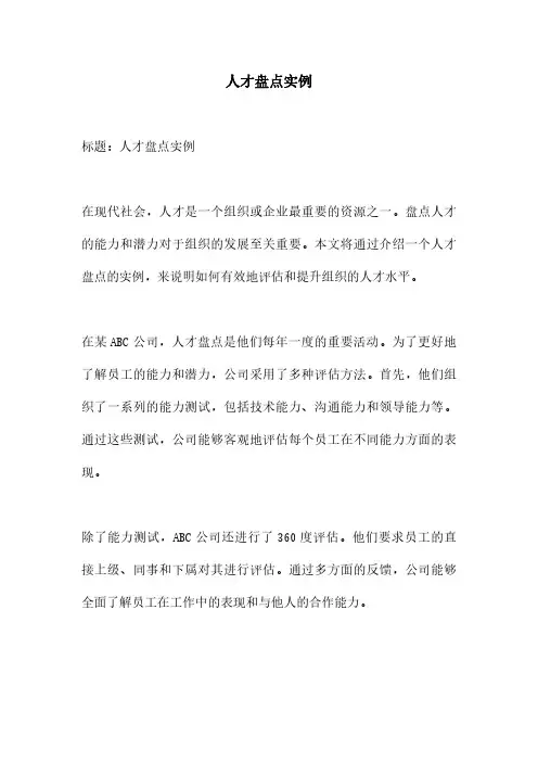 人才盘点实例