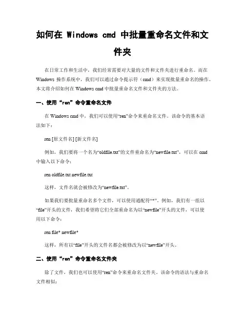 如何在 Windows cmd 中批量重命名文件和文件夹