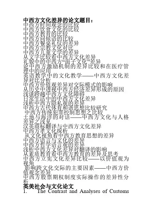 跨文化交际论文参考题目
