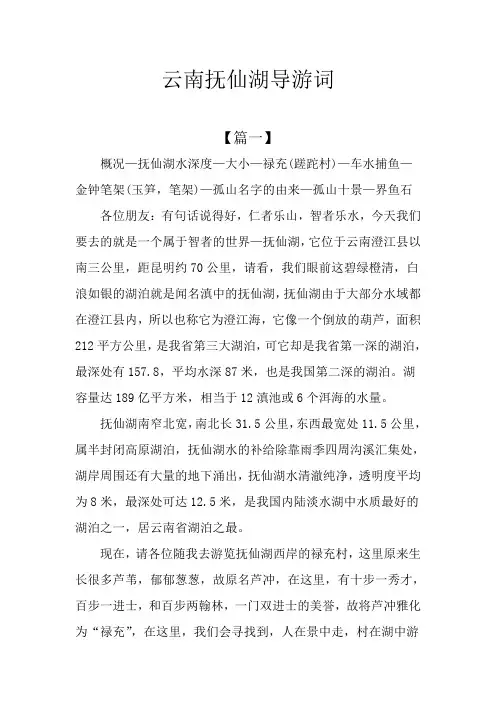 云南抚仙湖导游词