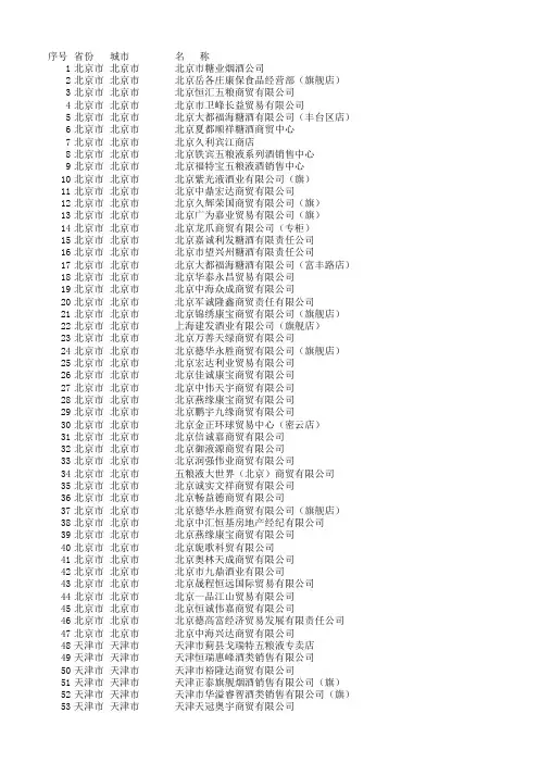 五粮液专卖店一览表