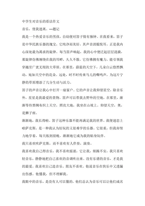 中学生对音乐的看法作文
