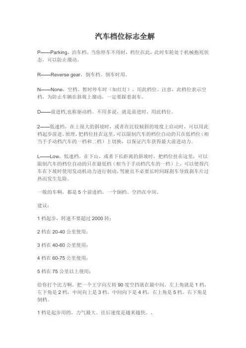 汽车档位图解