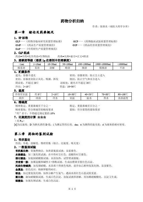 药物分析归纳