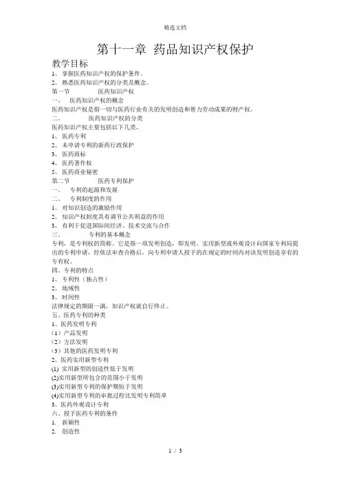 药事管理与法规- 药品知识产权保护
