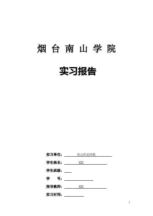 南山铝业实习报告