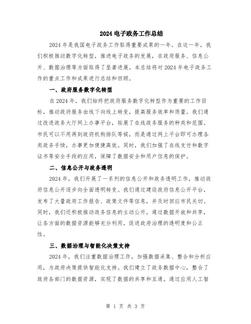 2024电子政务工作总结