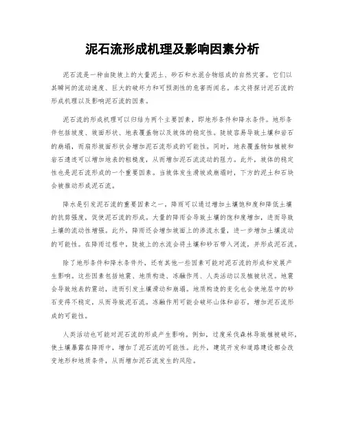 泥石流形成机理及影响因素分析