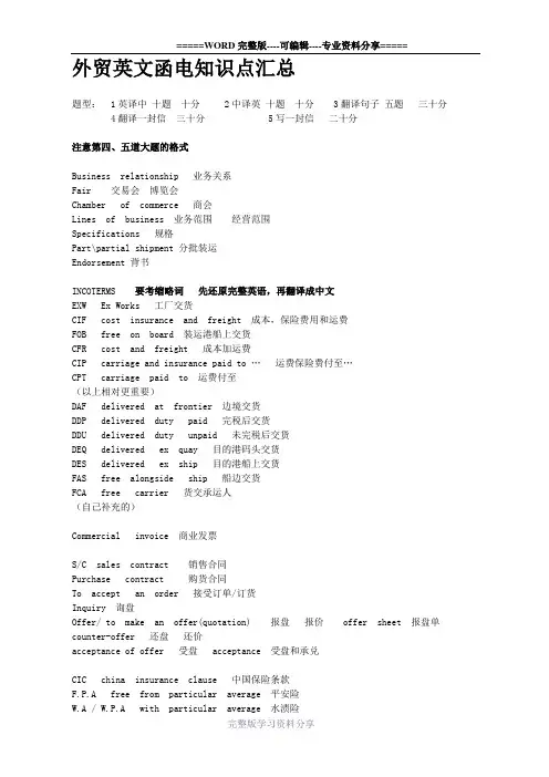 外贸英语函电---完整版知识点汇总