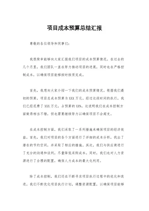 项目成本预算总结汇报