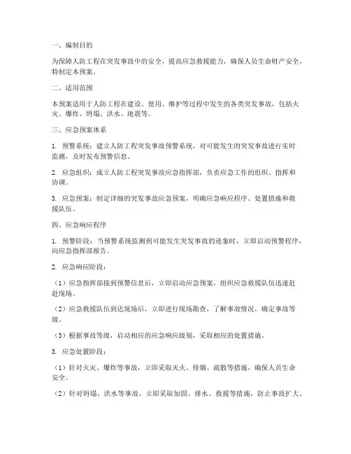 人防工程突发事故应急预案