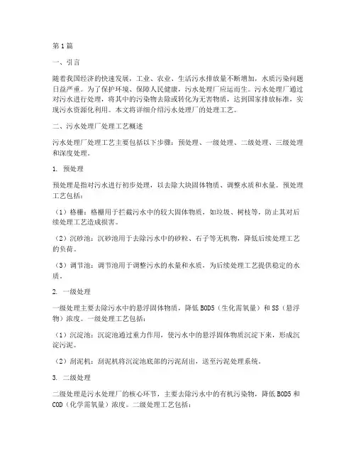 污水处理厂处理工艺(3篇)