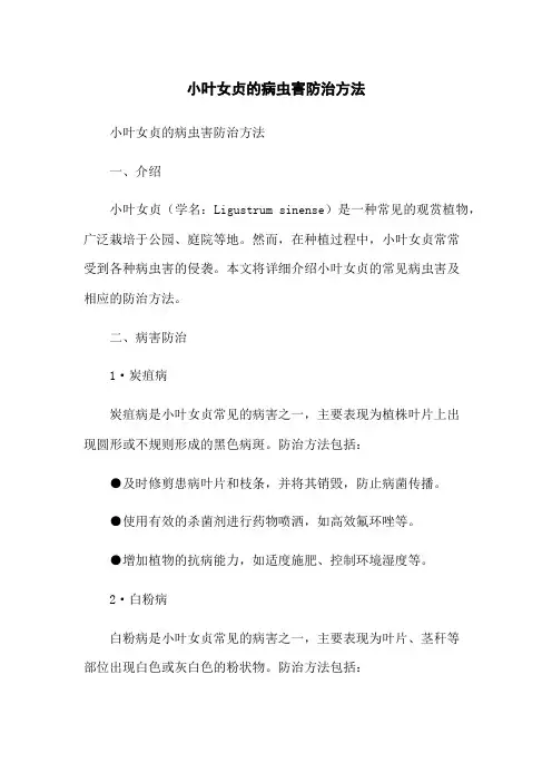 小叶女贞的病虫害防治方法