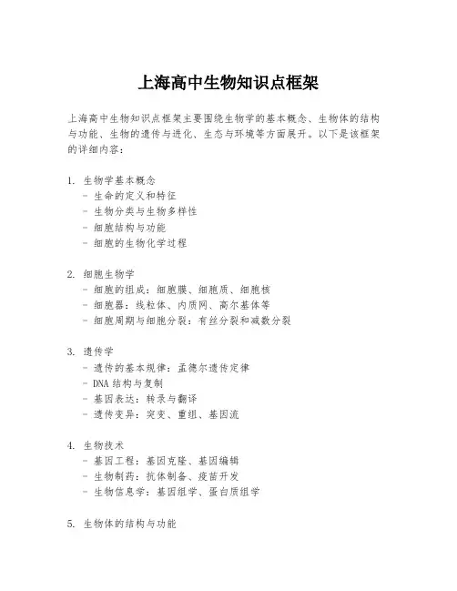 上海高中生物知识点框架