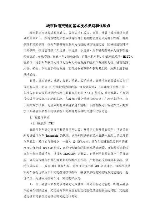 城市轨道交通各种制式系统