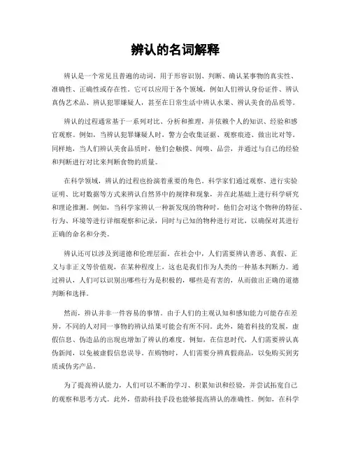 辨认的名词解释