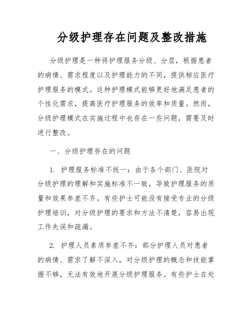 分级护理存在问题及整改措施