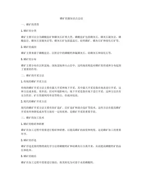 磷矿挖掘知识点总结