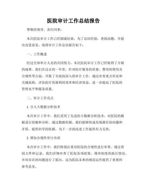 医院审计工作总结报告
