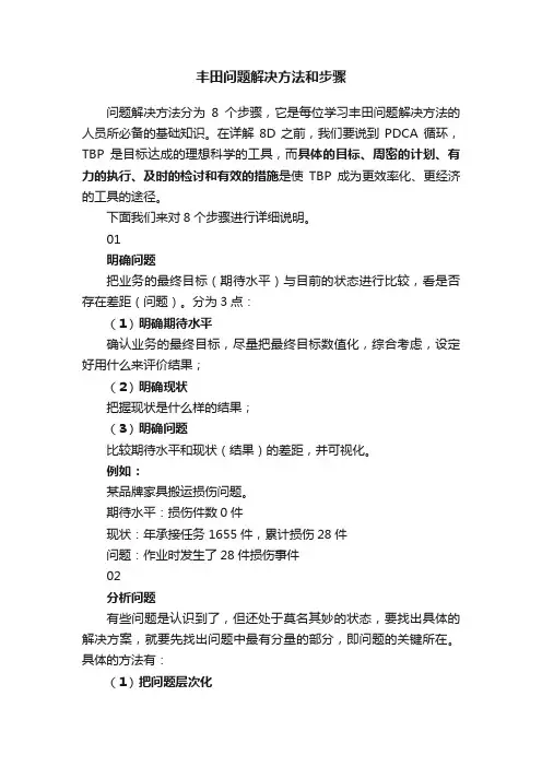 丰田问题解决方法和步骤