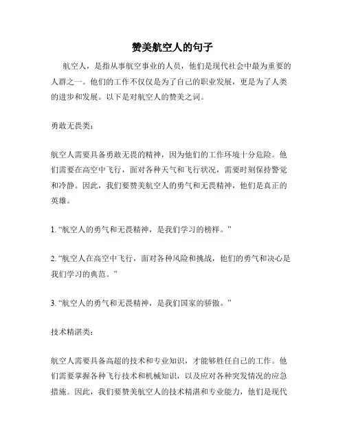 赞美航空人的句子