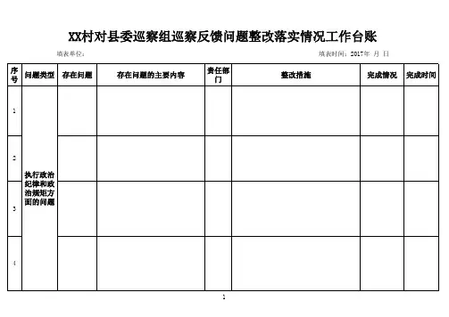 巡察反馈问题整改落实情况工作台账