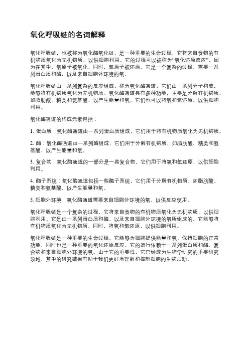 氧化呼吸链的名词解释