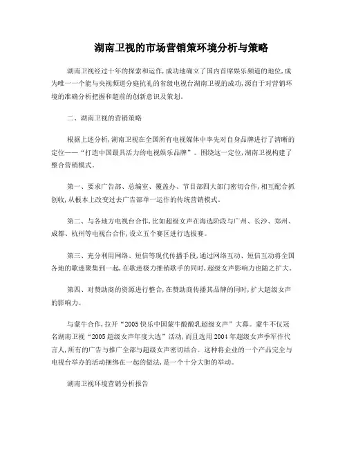 湖南卫视的市场营销策环境分析与策略