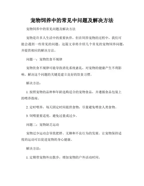 宠物饲养中的常见中问题及解决方法
