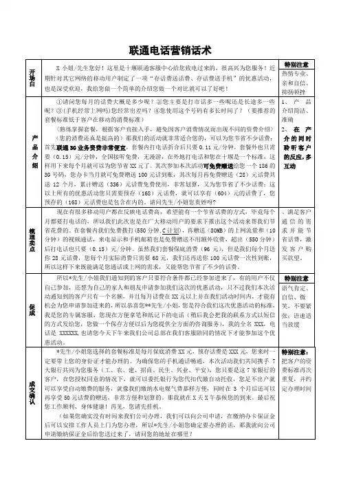 联通电话销售话术